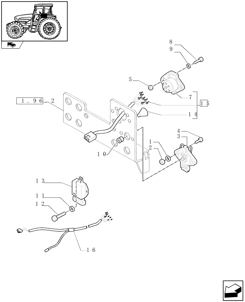 Схема запчастей Case IH FARMALL 95U - (1.75.4/01) - NORTH AMERICA VERSION - REAR ELECTRIC PARTS (VAR.330007-334007) (06) - ELECTRICAL SYSTEMS