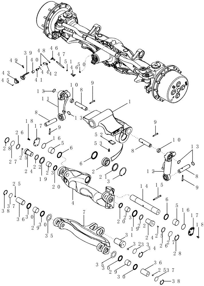 Схема запчастей Case IH MX210 - (05-19) - FRONT AXLE - SUSPENSION, SUSPENDED MFD (05) - STEERING