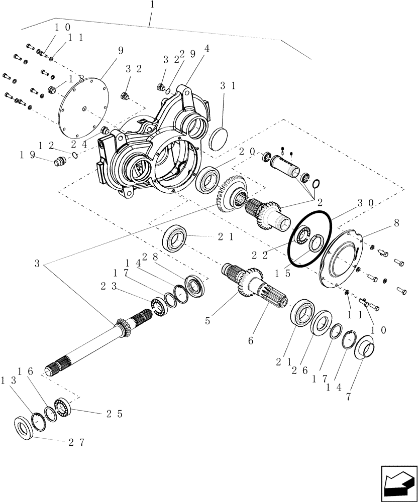 Схема запчастей Case IH 8010 - (60.150.03[01]) - GEARBOX - FEEDER CONVEYOR DRIVE, WITHOUT ROCK TRAP - PRIOR TO PIN HAJ202001 - 7010/8010 (60) - PRODUCT FEEDING