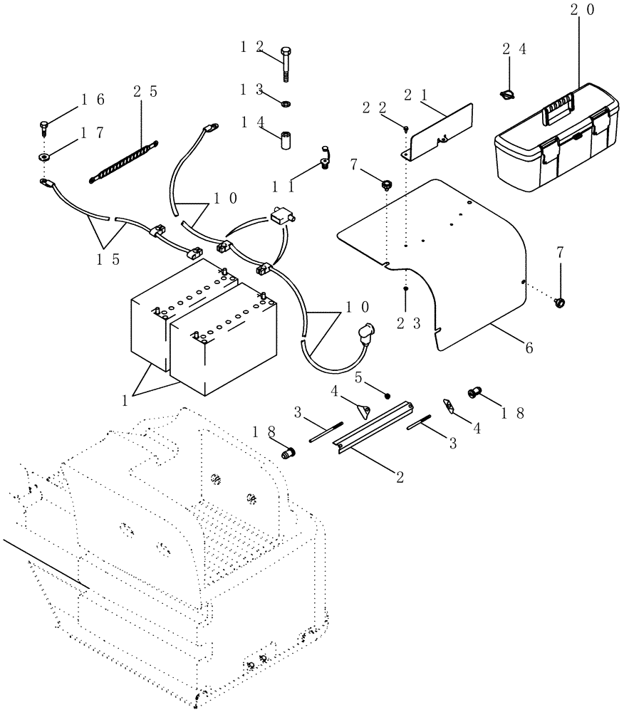 Схема запчастей Case IH MX255 - (04-24) - BATTERY, BATTERY BOX AND CABLES (04) - ELECTRICAL SYSTEMS