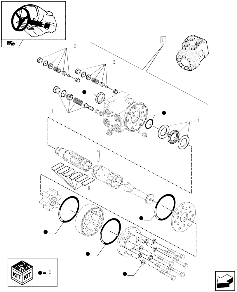 Схема запчастей Case IH FARMALL 75C - (1.92.63/ A[02]) - HYDRAULIC STEERING - BREAKDOWN (10) - OPERATORS PLATFORM/CAB