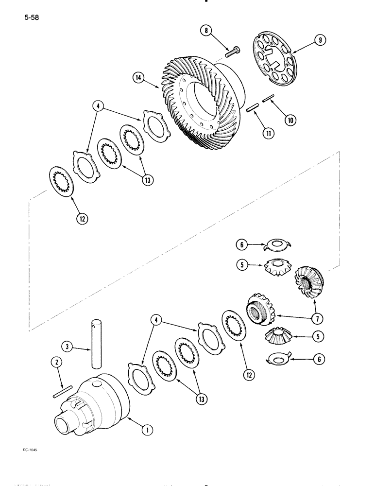 Схема запчастей Case IH 595 - (5-58) - MECHANICAL FRONT DRIVE ZF, DIFFERENTIAL (05) - STEERING