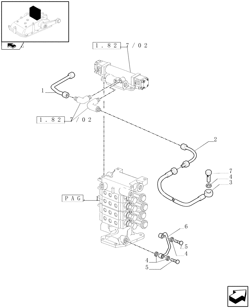 Схема запчастей Case IH FARMALL 65C - (1.82.7/14[05]) - 4 REAR REMOTE VALVES FOR EDC W/HYDRAULIC DIVIDER - PIPES (VAR.331166) (07) - HYDRAULIC SYSTEM