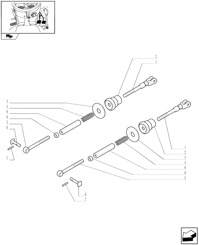 Схема запчастей Case IH FARMALL 80 - (1.67.1[01]) - BRAKE CONTROL RODS (05) - REAR AXLE