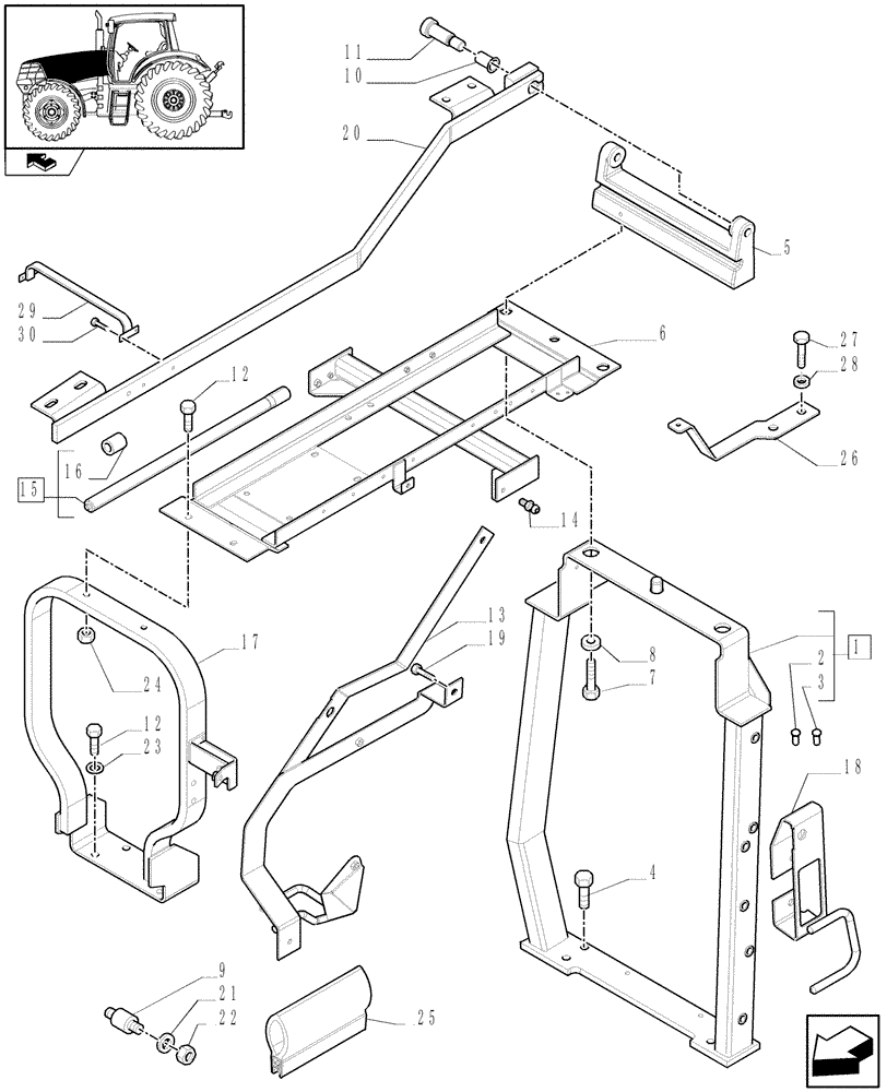 Схема запчастей Case IH PUMA 195 - (1.83.0[03]) - HOOD - SUPPORTS - C6996 (08) - SHEET METAL