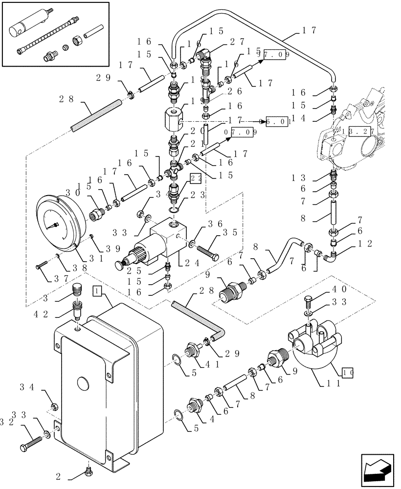 Схема запчастей Case IH LBX431R - (07.08[01]) - DENSITY PRESSER SYSTEM, FRONT (07) - HYDRAULIC SYSTEM