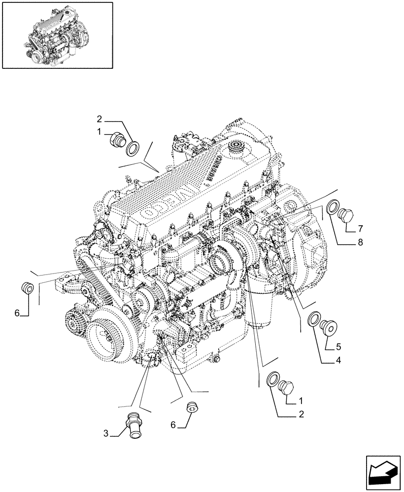 Схема запчастей Case IH 7120 - (10.400.02[01]) - PLUGS - ENGINE COOLING SYSTEM - 7120/7120(LA) (10) - ENGINE