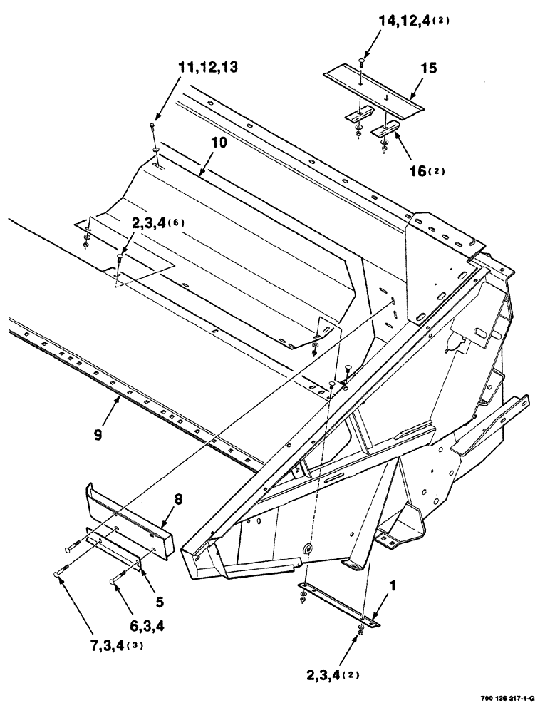 Схема запчастей Case IH 525 - (07-002) - HEADER AUGER PAN & STRIPPER ASM, LEFT (12 FOOT) (58) - ATTACHMENTS/HEADERS