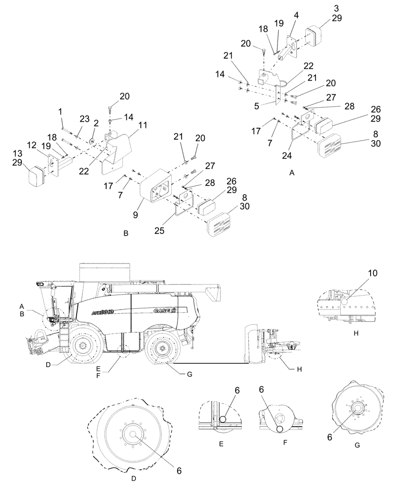 Схема запчастей Case IH AFX8010 - (A.40.A.85[4]) - LIGHTS, FRONT PLATFORM - STANDARD - EU ONLY A - Distribution Systems