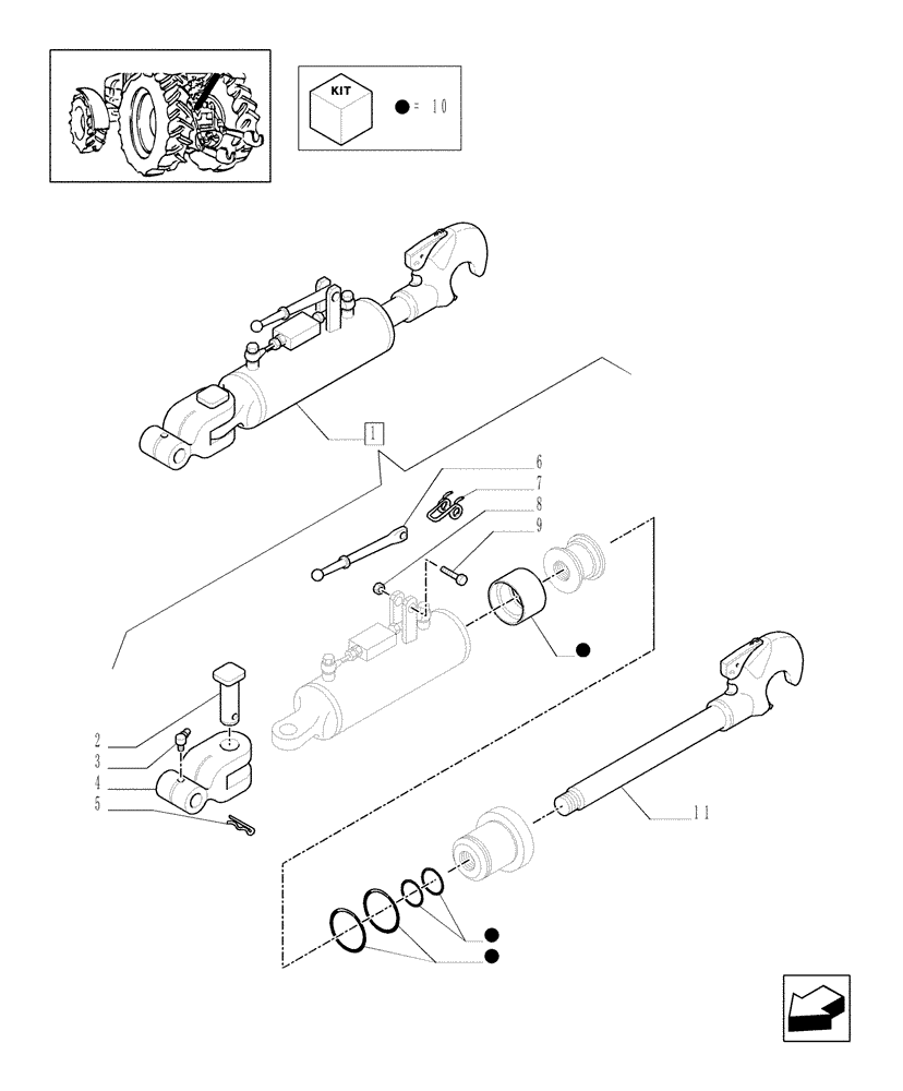 Схема запчастей Case IH MXM175 - (1.89.6/09E) - (VAR.900) HYDR. ADJUSTMENT OF RIGHT TIE-ROD AND 3 POINT LINK FOR CLOSED CCLS CENTRE-3 POINT LINK (09) - IMPLEMENT LIFT