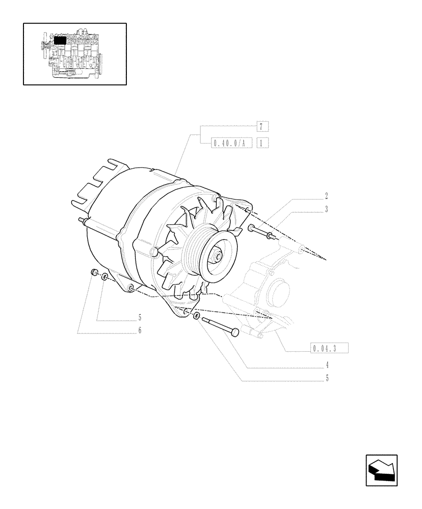 Схема запчастей Case IH MXM190 - (0.40.0) - ALTERNATOR (01) - ENGINE