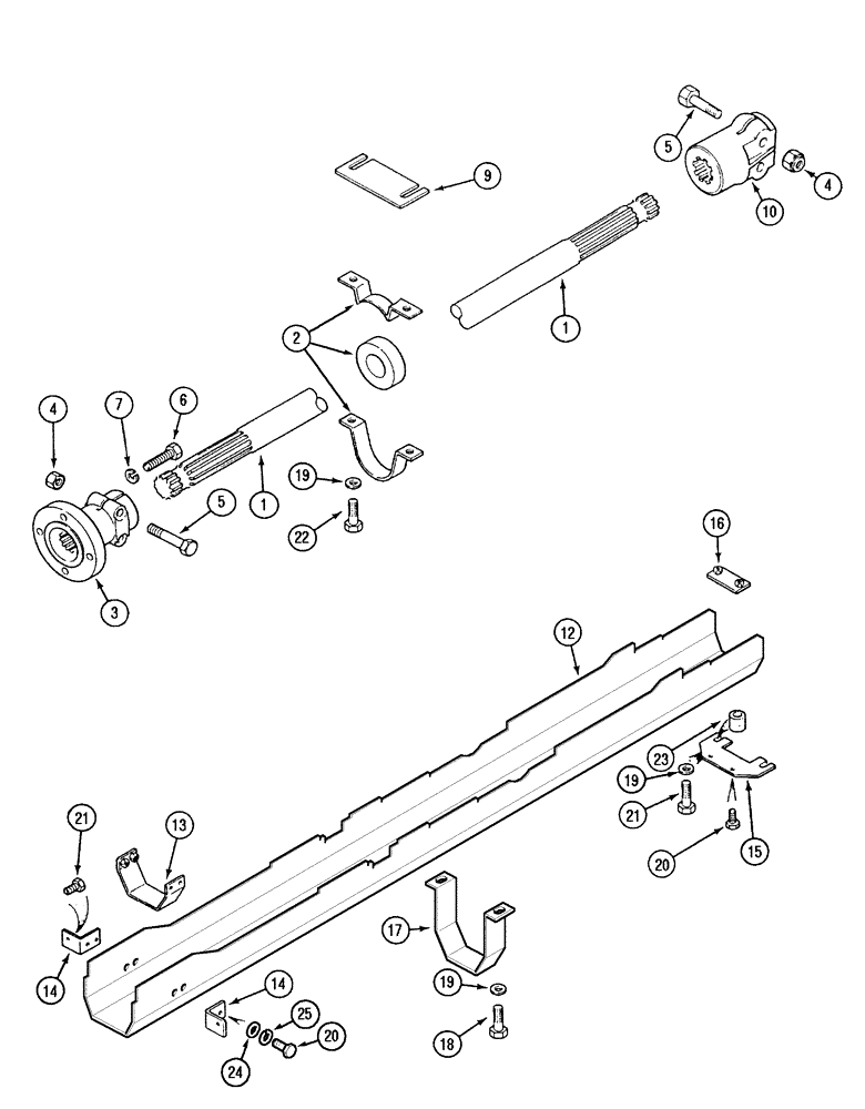 Схема запчастей Case IH C60 - (06-33) - DRIVE SHAFT AND SHIELD (06) - POWER TRAIN