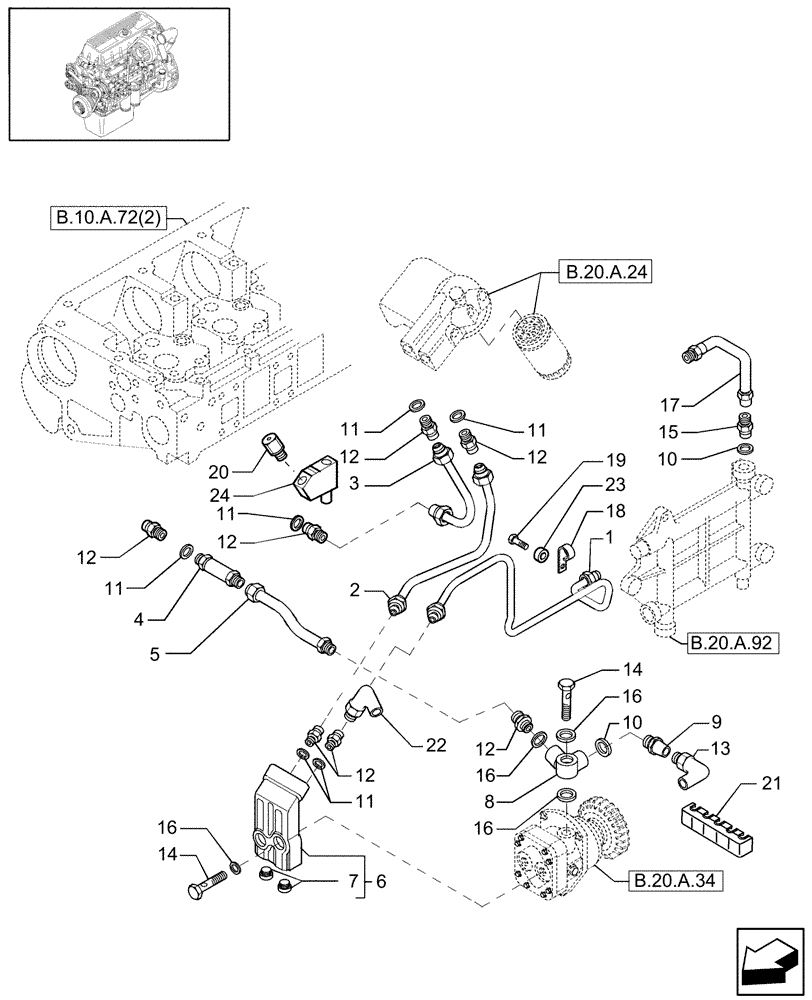 Схема запчастей Case IH AFX8010 - (B.20.A.36) - FUEL LINES & RELATED PARTS (504032703) B - Power Production