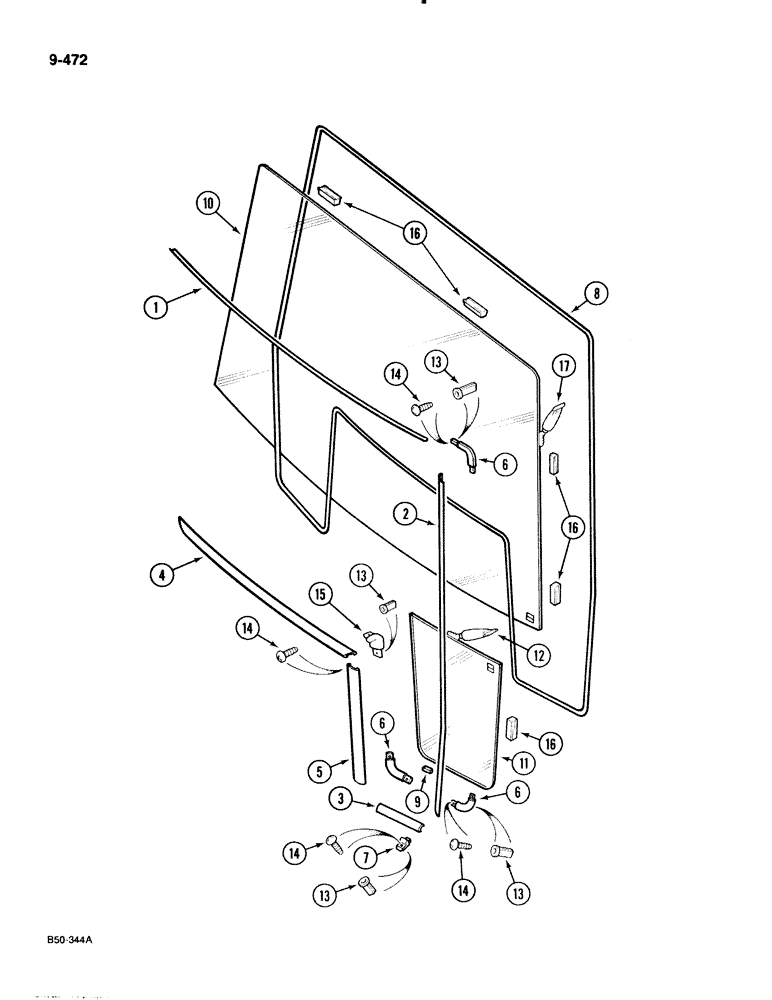 Схема запчастей Case IH 885 - (9-472) - WINDSCREEN (09) - CHASSIS/ATTACHMENTS