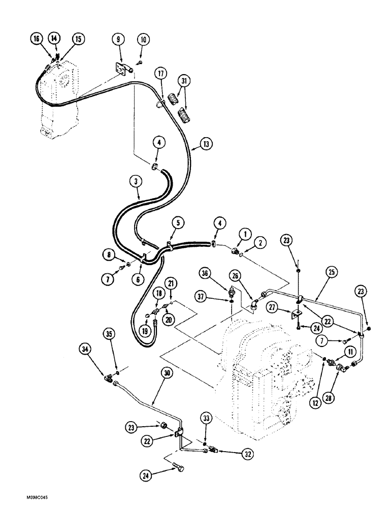 Схема запчастей Case IH 9350 - (6-122) - TRANSMISSION LUBRICATION, TRANSMISSION TO PTO TRANSFER CASE, SYNCHROSHIFT TRACTOR (06) - POWER TRAIN