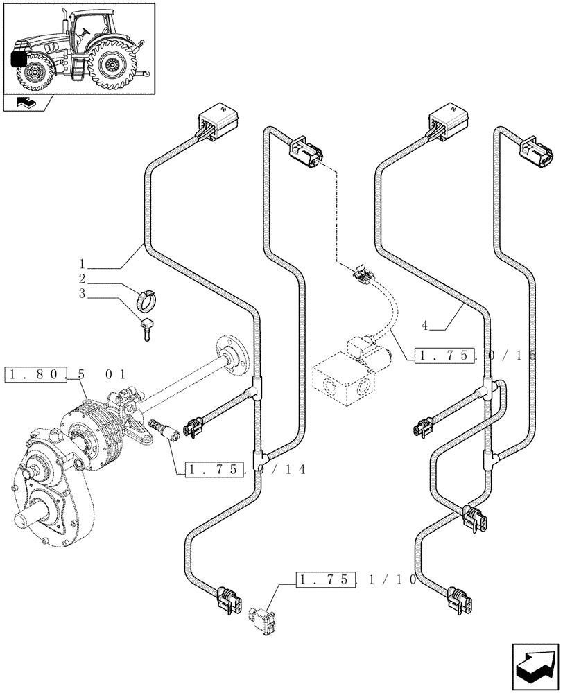 Схема запчастей Case IH PUMA 155 - (1.75.4/10) - INTEGRATED FRONT HPL - HARNESS (VAR.333648-334648-335648-336831-337831-331926-332926) (06) - ELECTRICAL SYSTEMS