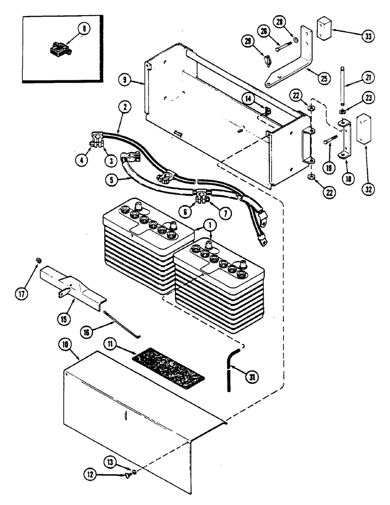 Схема запчастей Case IH 2590 - (4-112) - BATTERY, CABLES, BATTERY BOX (04) - ELECTRICAL SYSTEMS