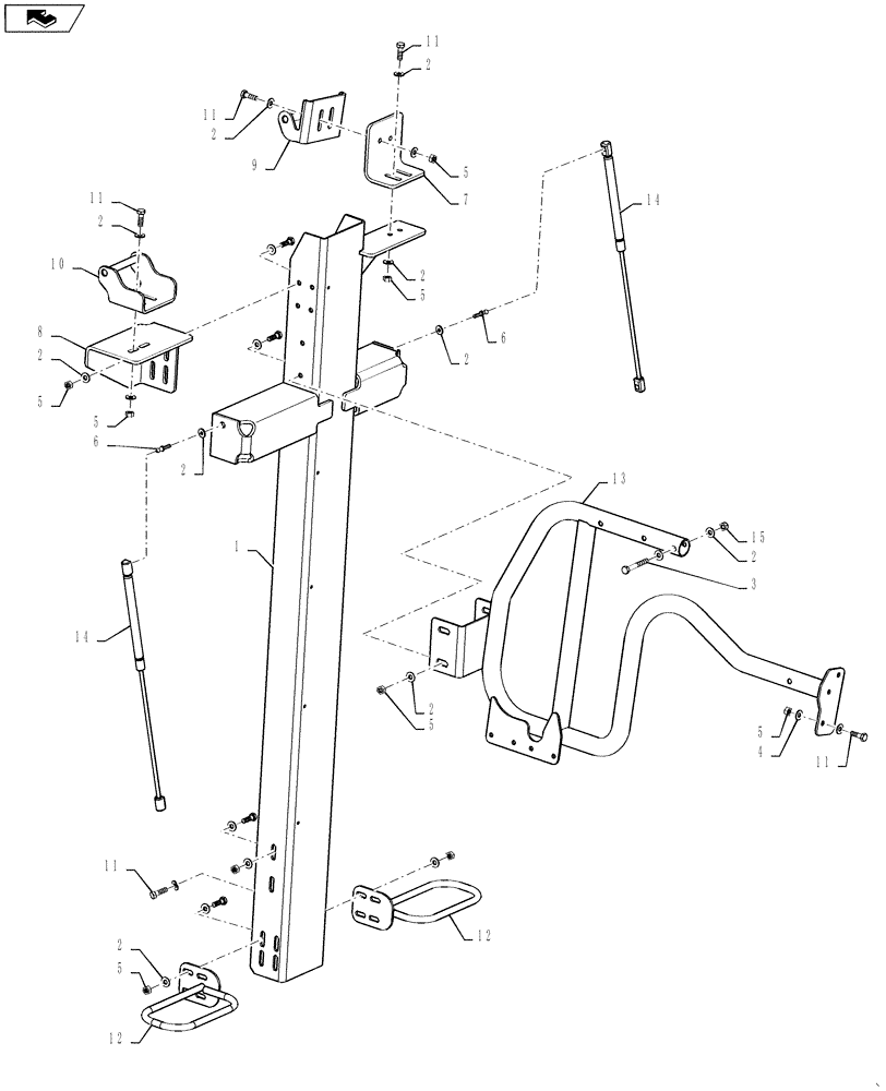 Схема запчастей Case IH 7230 - (90.100.20) - SUPPORT TUBE & HINGE, L.H. SIDE UPPER PANEL (90) - PLATFORM, CAB, BODYWORK AND DECALS