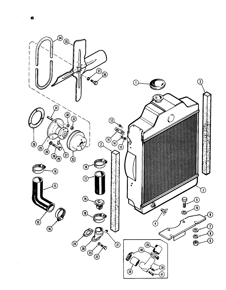 Схема запчастей Case IH 430 - (006) - ENGINE COOLING SYSTEM, PRIOR TO S/N 8262800, 430 MODEL, 148B SPARK IGNITION ENGINE (02) - ENGINE