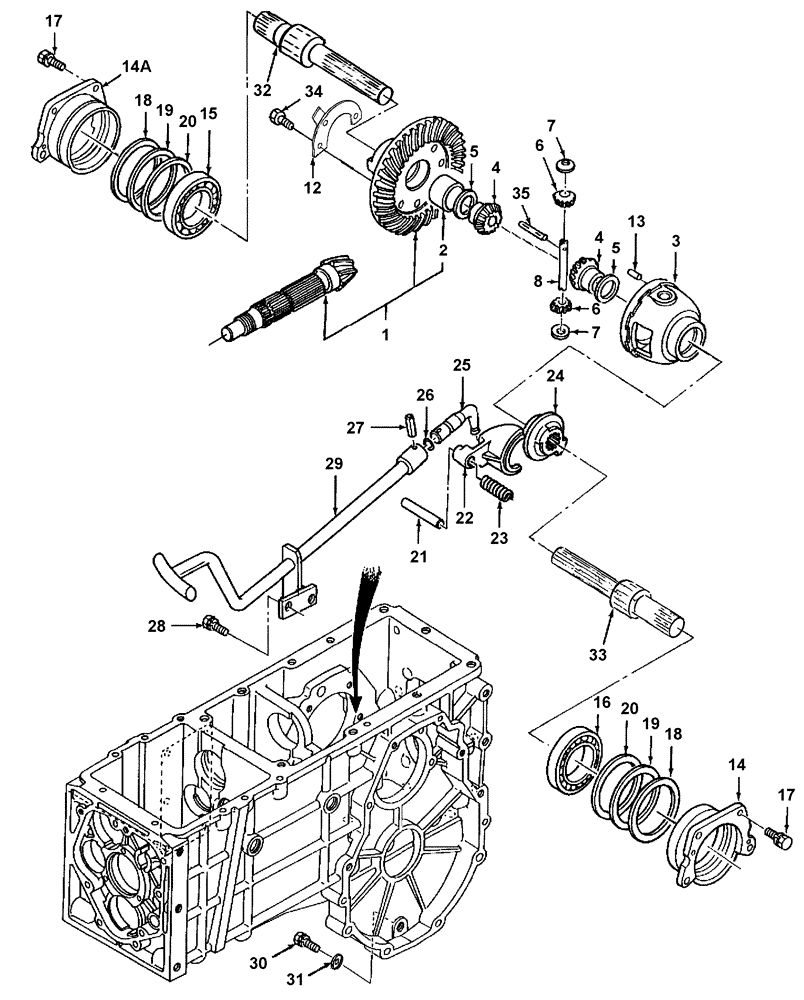 Схема запчастей Case IH DX23 - (05.02) - DIFFERENTIAL & LOCK LINKAGE W/9 X 3 (05) - REAR AXLE