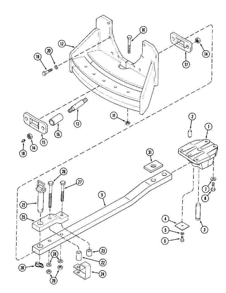 Схема запчастей Case IH 8920 - (9-012) - DRAWBAR, WITHOUT HITCH (09) - CHASSIS/ATTACHMENTS