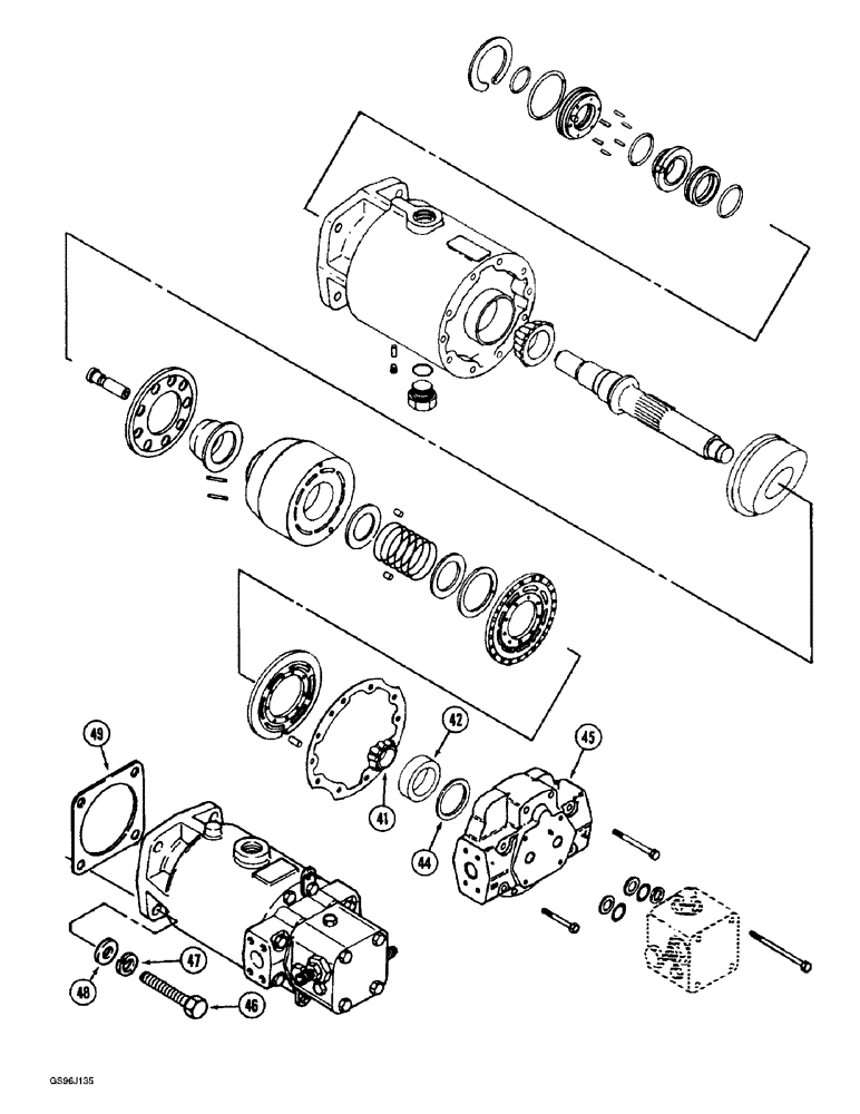 Схема запчастей Case IH 1660 - (6-36) - HYDROSTATIC MOTOR, SINGLE SPEED, 128120C97 (CONTD) (03) - POWER TRAIN