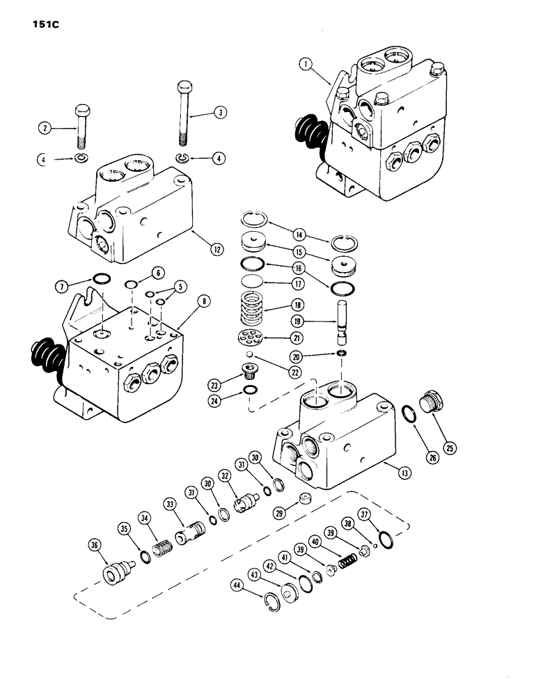 Схема запчастей Case IH 1070 - (151C) - A65055 POWER BRAKE VALVE, 1ST USED TRAC. SER. NO. 8711460 (PART NO. STAMPED ON COVER) (07) - BRAKES