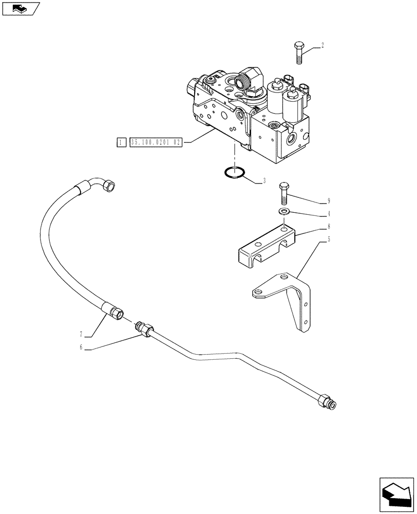 Схема запчастей Case IH PUMA 215 - (35.100.0201[01]) - 4WD FRONT AXLE WITH ACTIVE SUSPENSIONS - HYDRAULIC DIFFERENTIAL LOCK - C7091 (VAR.728212-720463) (35) - HYDRAULIC SYSTEMS