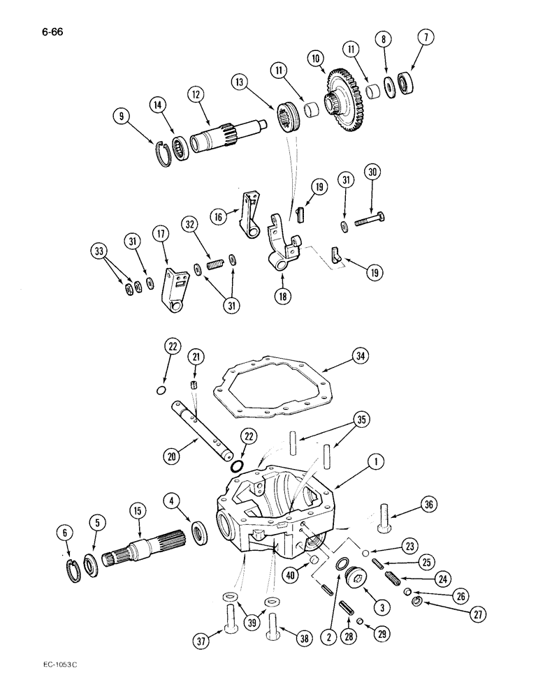 Схема запчастей Case IH 495 - (6-066) - MECHANICAL FRONT DRIVE "ZF", TRANSFER GEARBOX, DOG CLUTCH (06) - POWER TRAIN