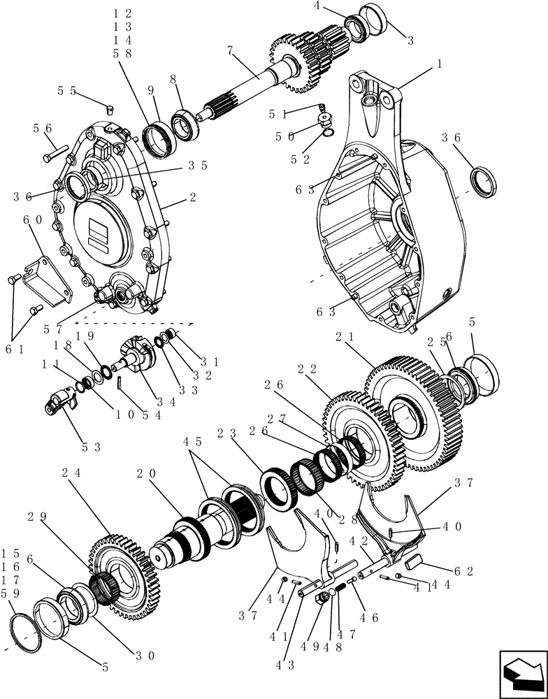 Схема запчастей Case IH 7130 - (66.260.32[02]) - GEAR CASE ASSEMBLY, 3-SPEED ROTOR DRIVE (66) - THRESHING