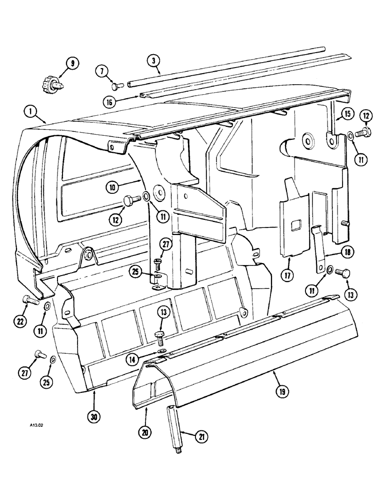 Схема запчастей Case IH 2150 - (2-10) - ENGINE SHIELDS (4 CYL), 2140, 2150 (02) - ENGINE