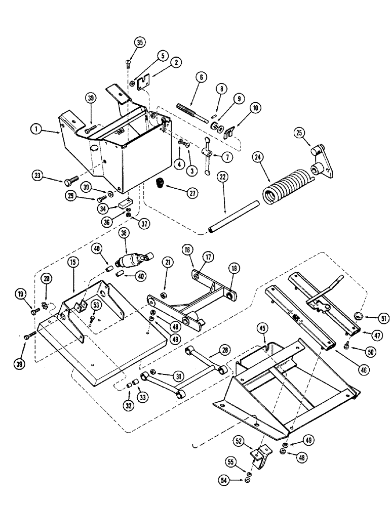 Схема запчастей Case IH 1370 - (424) - SEAT SUSPENSION, USED PRIOR TO P.I.N. 8736001 (09) - CHASSIS/ATTACHMENTS