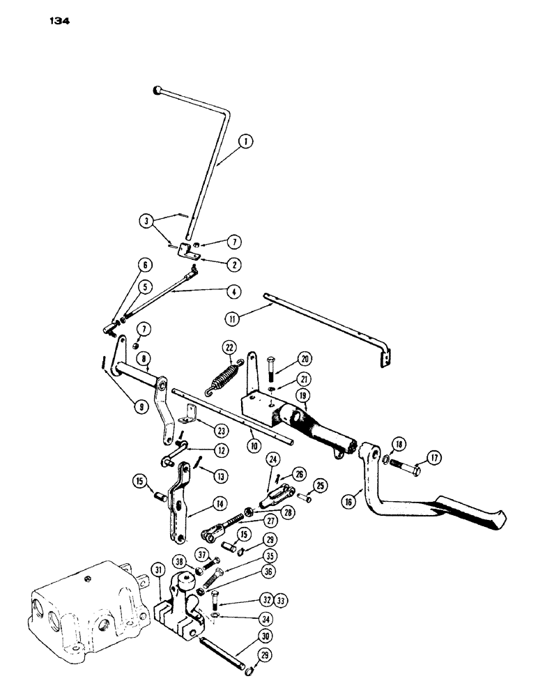 Схема запчастей Case IH 530 - (134) - CONTROL LINKAGE, CASE-O-MATIC DRIVE (06) - POWER TRAIN