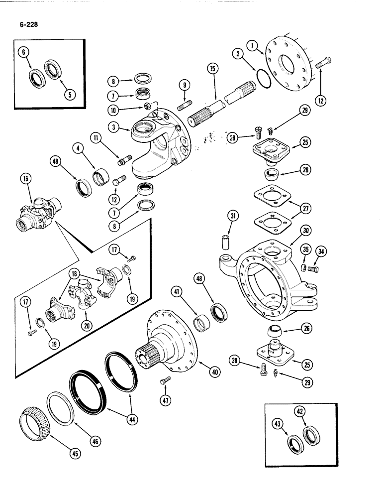 Схема запчастей Case IH 4494 - (6-228) - REAR AXLE ASSEMBLY RIGHT TRUNNION AND SPINDLE, TRUNNION WITH BUSHING (06) - POWER TRAIN