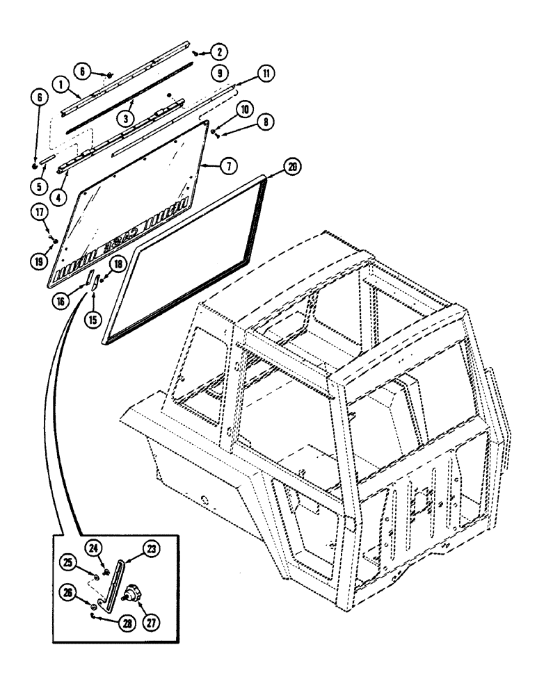 Схема запчастей Case IH 2390 - (9-366) - CAB, REAR WINDOW (09) - CHASSIS/ATTACHMENTS