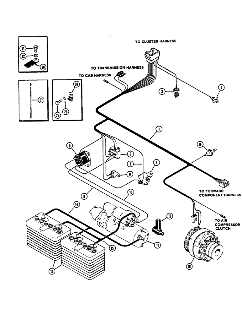 Схема запчастей Case IH 2390 - (4-078) - ENGINE HARNESS, PRIOR TO P.I.N. 8841101 (04) - ELECTRICAL SYSTEMS