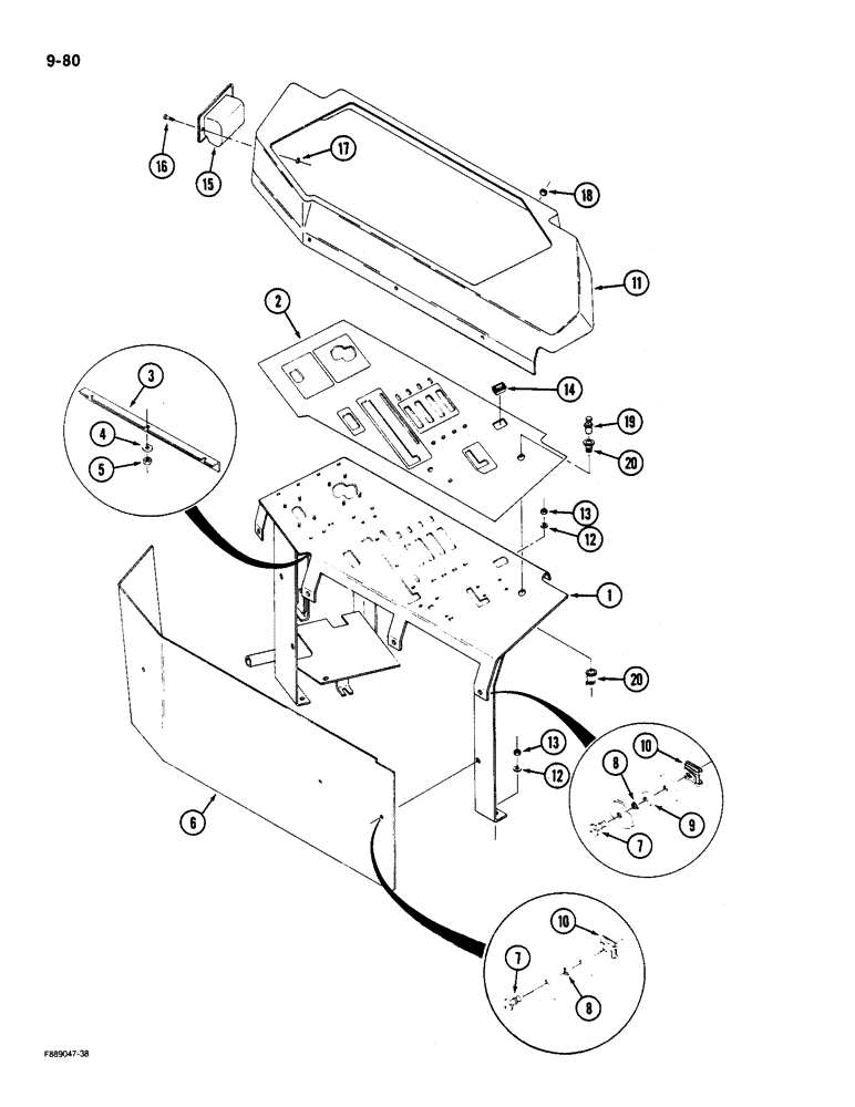 Схема запчастей Case IH 9180 - (9-080) - CONTROL CONSOLE ROPS (09) - CHASSIS/ATTACHMENTS