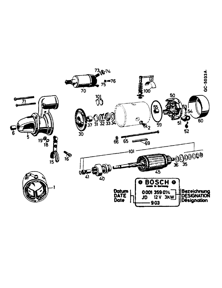 Схема запчастей Case IH 744 - (2D01) - STARTING MOTOR 3 KW (06) - ELECTRICAL