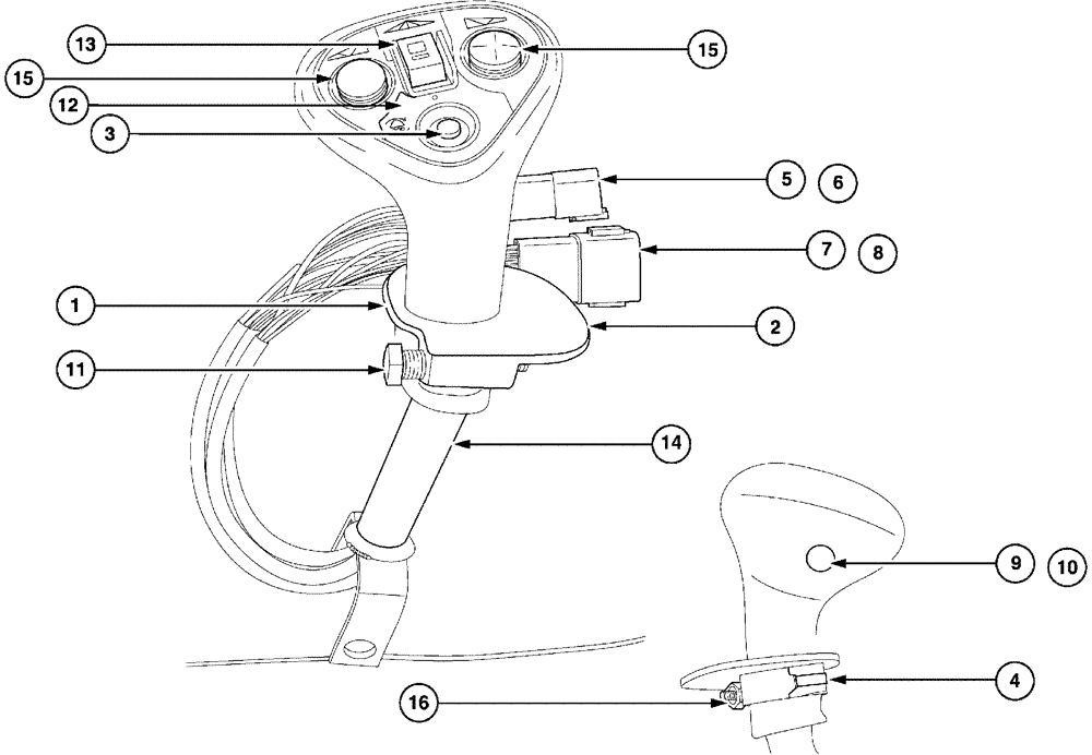 Схема запчастей Case IH TITAN 3520 - (01-059[01]) - PROP CONTROL LEVER ASSEMBLY, COLOR, LIQUID OR FLEX-AIR (10) - CAB