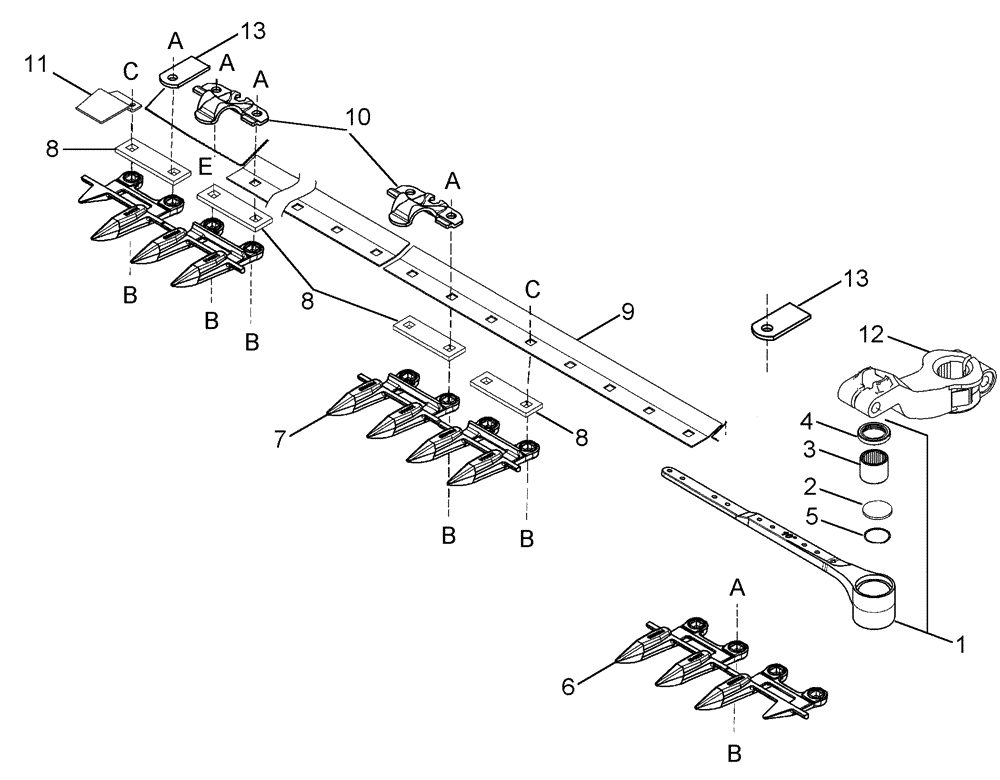 Схема запчастей Case IH 2062 - (09-11) - KNIFE ASSEMBLY - 30.0 AND 36.0 FOOT HEADER, RAISED SICKLES (03) - CHASSIS/MOUNTED EQUIPMENT