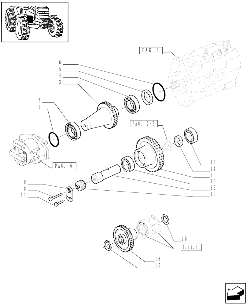 Схема запчастей Case IH PUMA 165 - (1.32.8[01]) - PUMPS FOR HYDRAULIC SYSTEM AND LIFT - DRIVING GEARS (03) - TRANSMISSION