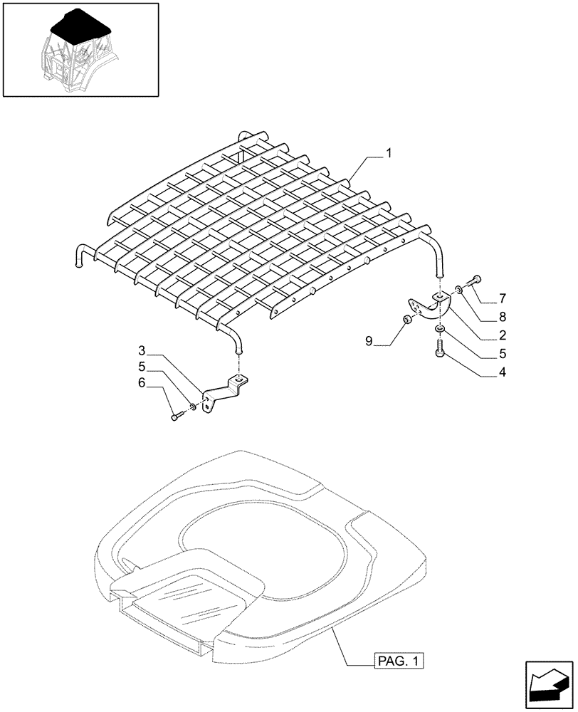 Схема запчастей Case IH MAXXUM 140 - (1.94.0[05]) - ROOF WITH LOW PROFILE - EXTERNAL PROTECTION - D6763 - C6825 (10) - OPERATORS PLATFORM/CAB