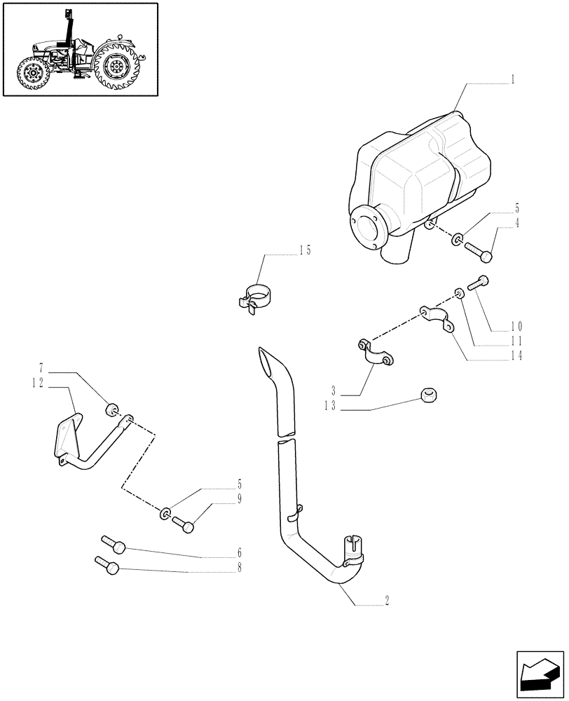 Схема запчастей Case IH JX1095C - (1.15.1[02]) - SILENCER (MUFFLER) (02) - ENGINE EQUIPMENT