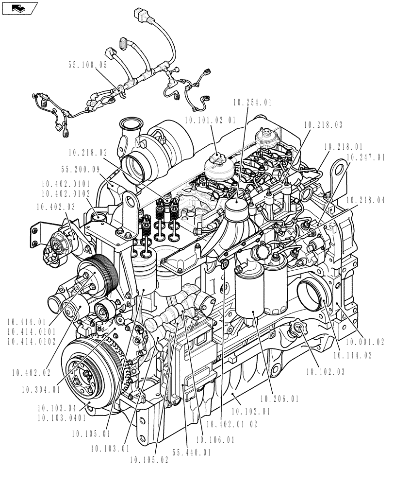Схема запчастей Case IH F4DFE613G A004 - (10.000.10[01]) - PICTORIAL INDEX - ENGINE (10) - ENGINE