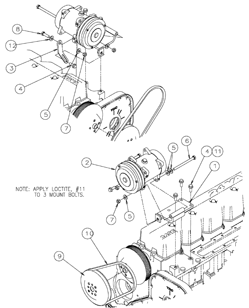 Схема запчастей Case IH 3150 - (03-029) - A/C COMPRESSOR PACKAGE (01) - ENGINE