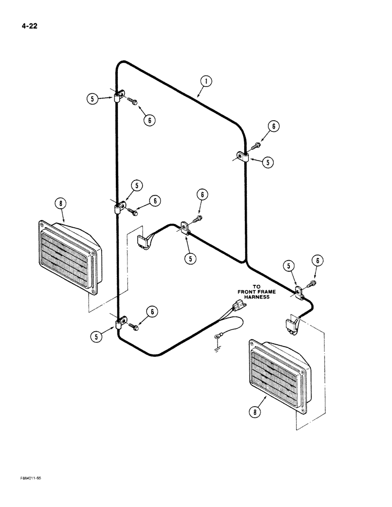 Схема запчастей Case IH STEIGER - (4-022) - FRONT HEADLIGHT HARNESS (04) - ELECTRICAL SYSTEMS