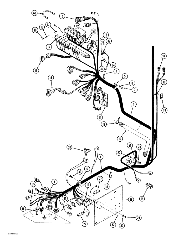 Схема запчастей Case IH 9390 - (4-06) - LOWER ROPS HARNESS, SYNCHROSHIFT TRACTOR (04) - ELECTRICAL SYSTEMS