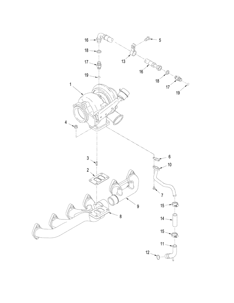 Схема запчастей Case IH STEIGER 335 - (02-11) - TURBOCHARGER SYSTEM (02) - ENGINE