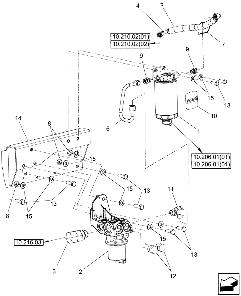 Схема запчастей Case IH 7120 - (10.114.02) - FUEL SYSTEM, PUMP AND FILTER (10) - ENGINE