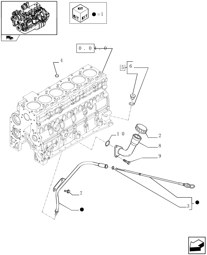 Схема запчастей Case IH F4HE9687S J100 - (0.27.0) - ENGINE OIL DIPSTICK (2856389 - 2852376) 